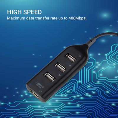 4portový USB Hub 44cm Přenosný USB 2.0 1.1 Rozbočovač Podporuje Nabíjení 480Mbps Vysokorychlostní Přenos Dat pro PC