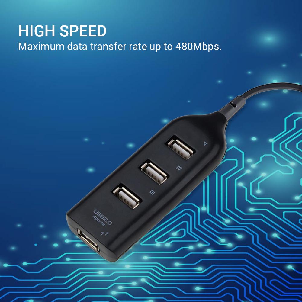 4 Ports USB Hub 44cm Tragbarer USB 2.0 1.1 Splitter Unterstützt Aufladen 480Mbps Hohe Geschwindigkeits-Datenübertragungsrate für PC