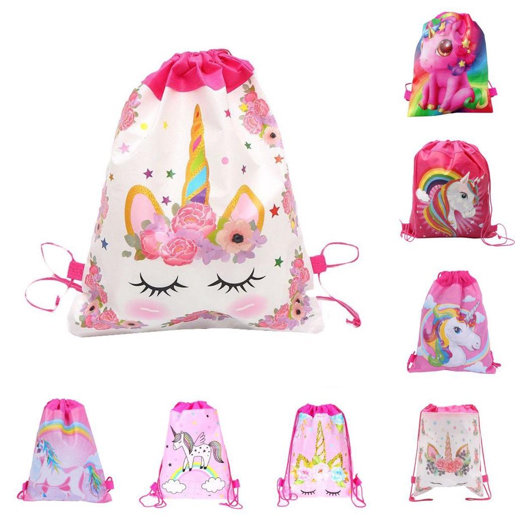 Adorable Unicorn Drawstring Bag For Girls With Cute Cartoon Design For Travel And School