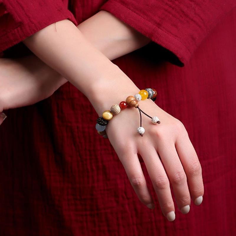 Natural 18 Seeds Bodhi Buddhist Buddha Wood Prayer Beaded Knot Bracelet Unisex Men Bracelets Bangles for Women