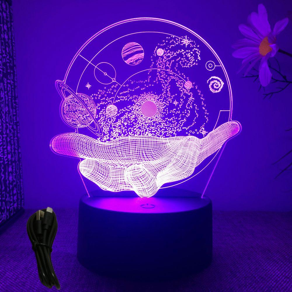 

3D-светильник «Астронавт», оптическая иллюзия, проекторы, лампа, вселенная, космос, галактика, ночник, декор для спальни, светодиодный ночник, детские подарки