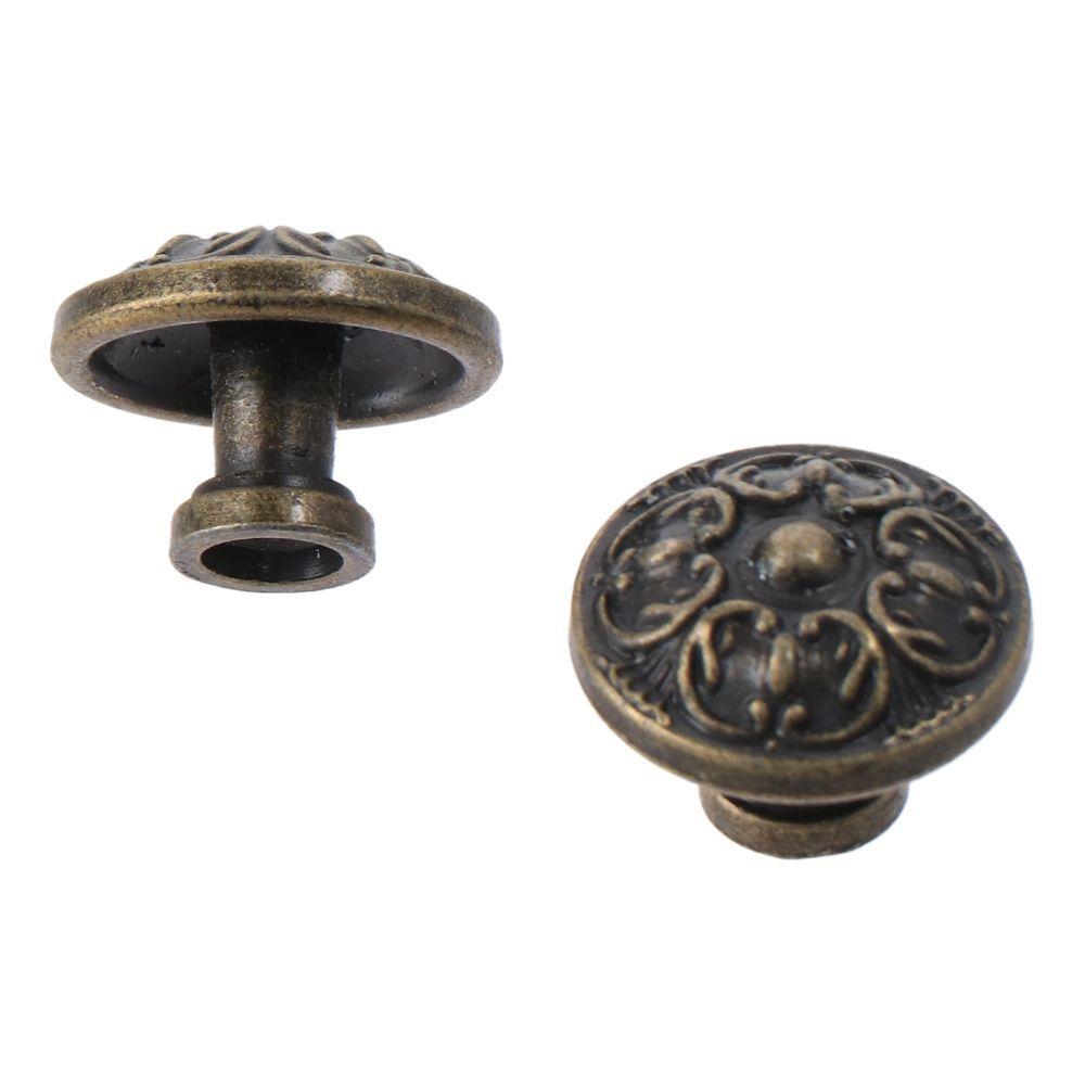 Antique Brass Bathroom Pulls Bronze Single Hole Cabinet Knobs Solid Round Drawer Pull for Warehouse, Glass Door& Garden Door