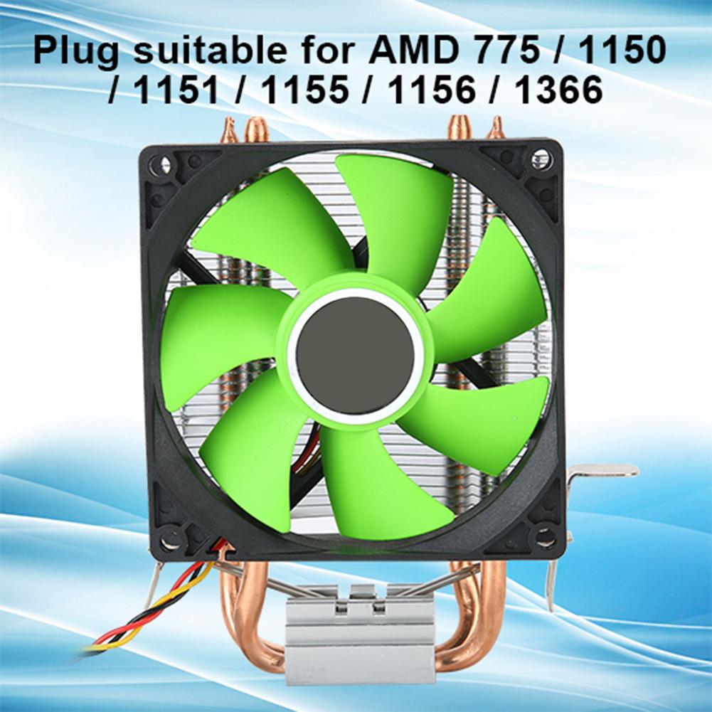 CPU Fan 3 Pin Konnektör Bilgisayar Aksesuarı Işıksız 2 Pirinç Boru AMD 775   1155   Intel için