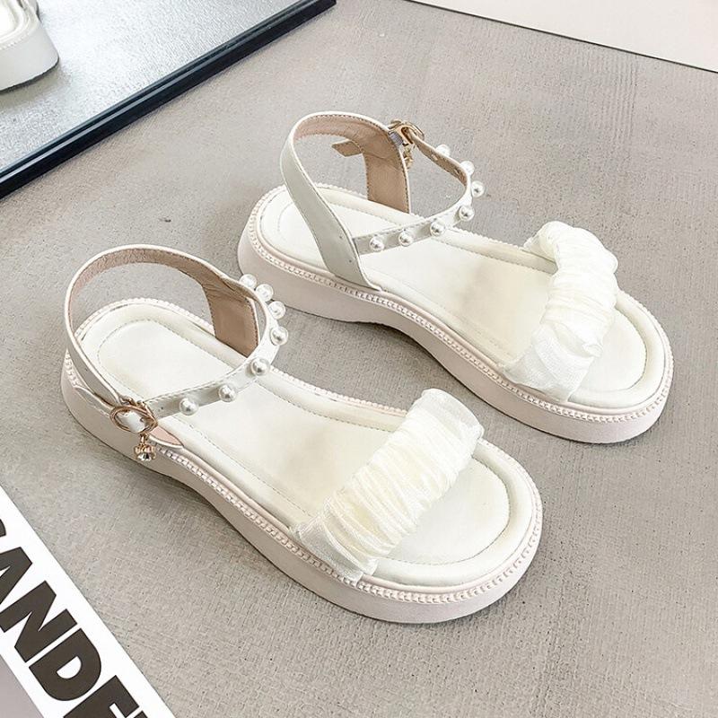 

Spring and summer girls sandals buckle lace princess shoes solid color new middle-aged children s shoes student soft-soled children s sandals 39 (inner length 24.5cm) бежевый