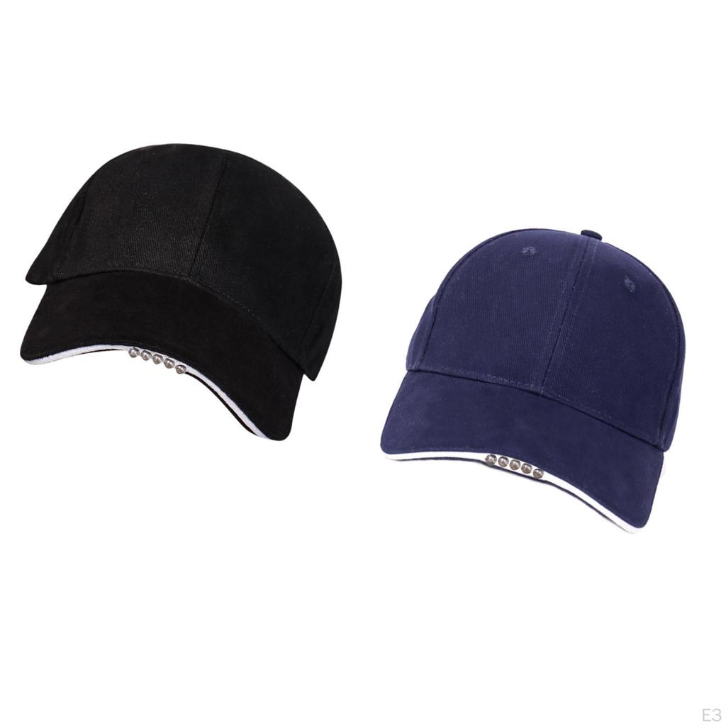 Baseball Cap Adjustable Battery Powered with Cloth Construction And Double Switch Design