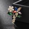 Bo Xin Yun Zirconia Flower Bouquet Brooch with Pearls - Fashionable Sweater Accessory Pin