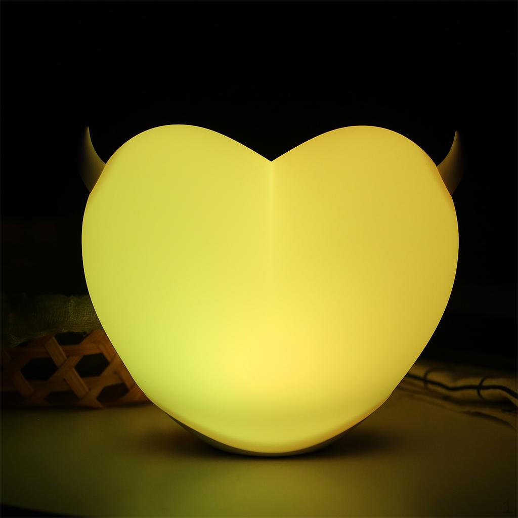Heart Shaped Night Light , Cute Steamed Lights Silicone Lamps Soft Nursery Rechargeable