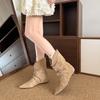 Fashion Flats Women's Boots Pointed Toe Designer Mid Calf Shoes Winter 2025 Fad Chelsea Boots New Trend Gladiator Walking Mujer Botas