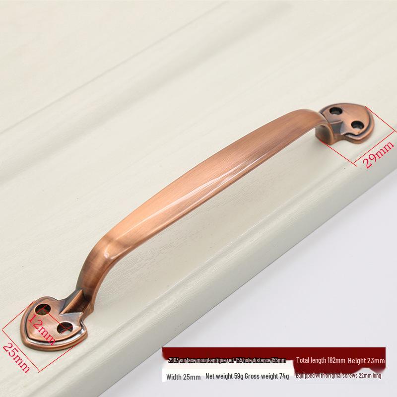 Euro Retro Iron & Wood Handle for Large Door - Antique-Style Sliding or Wardrobe Cabinet Surface-Mount