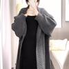 Atmosphere heavy industry lazy rough twist large lapel knitted cardigan lazy temperament casual long sweater jacket