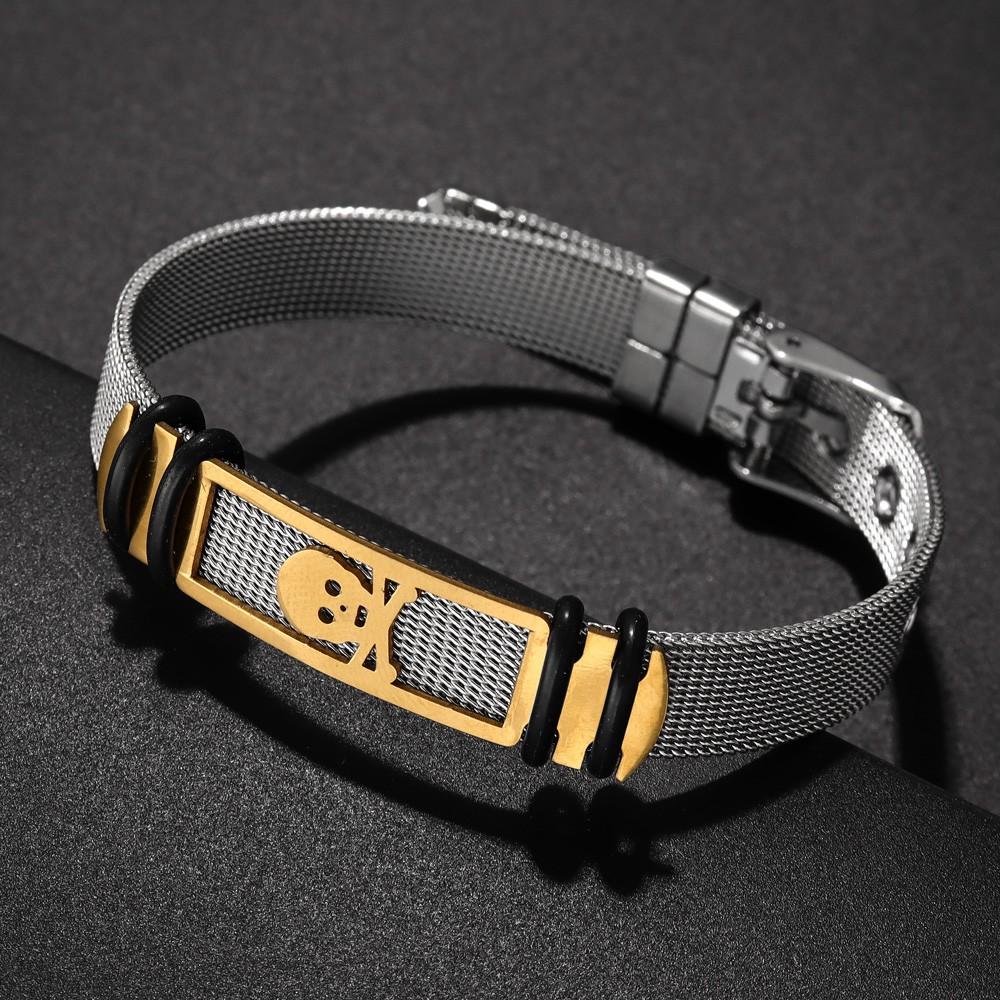 

Браслет с черепом для вечеринки в стиле хип-хоп, модный регулируемый браслет из нержавеющей стали, праздничный подарок, аксессуары