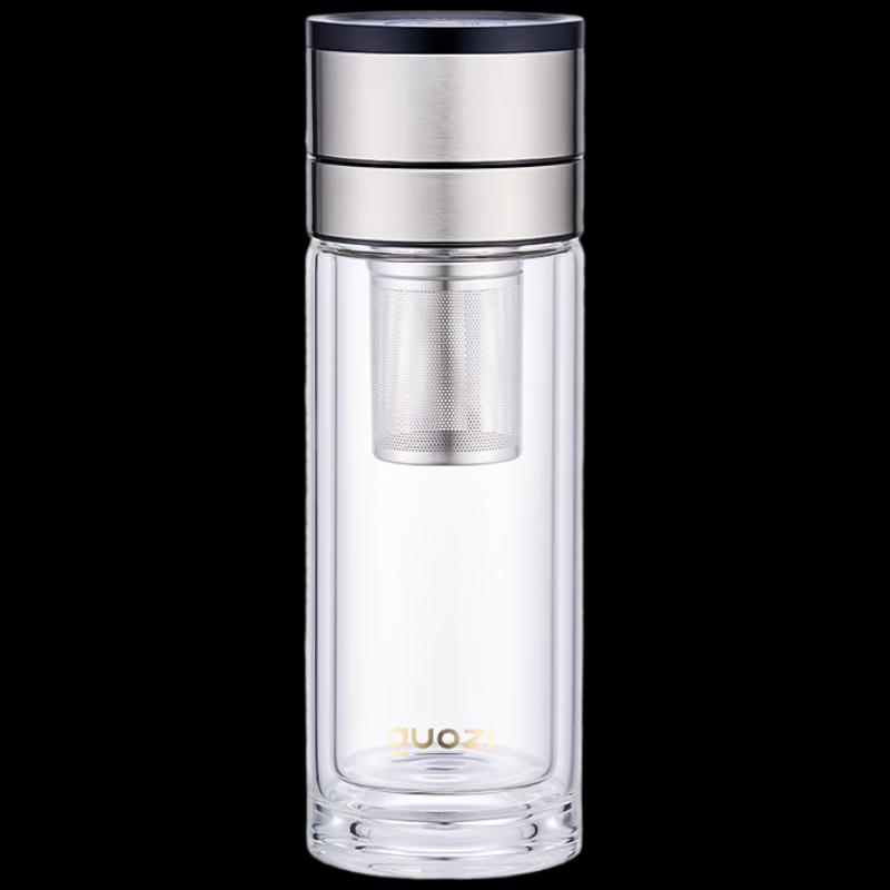 GuoZi Double Wall Tea Infuser Glass Bottle 350ML
