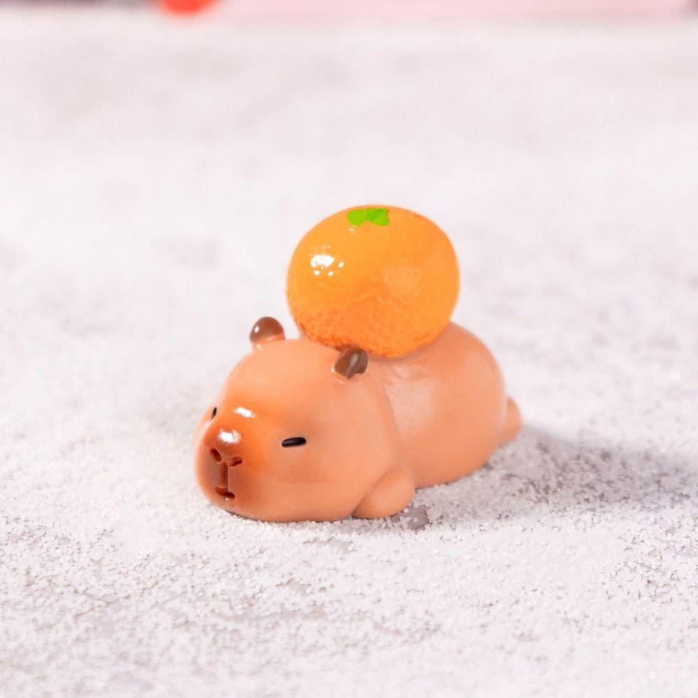 Chinese New Year Cartoon Capybara Figurines Resin Getting Rich Lucky Charm Cute Car Ornament  Gift