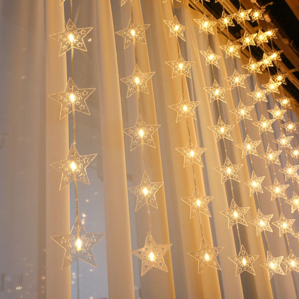 Five-pointed Star Hanging Type Fairy LED Star Lamp Xmas Lighting Curtain String Lights Window Decor
