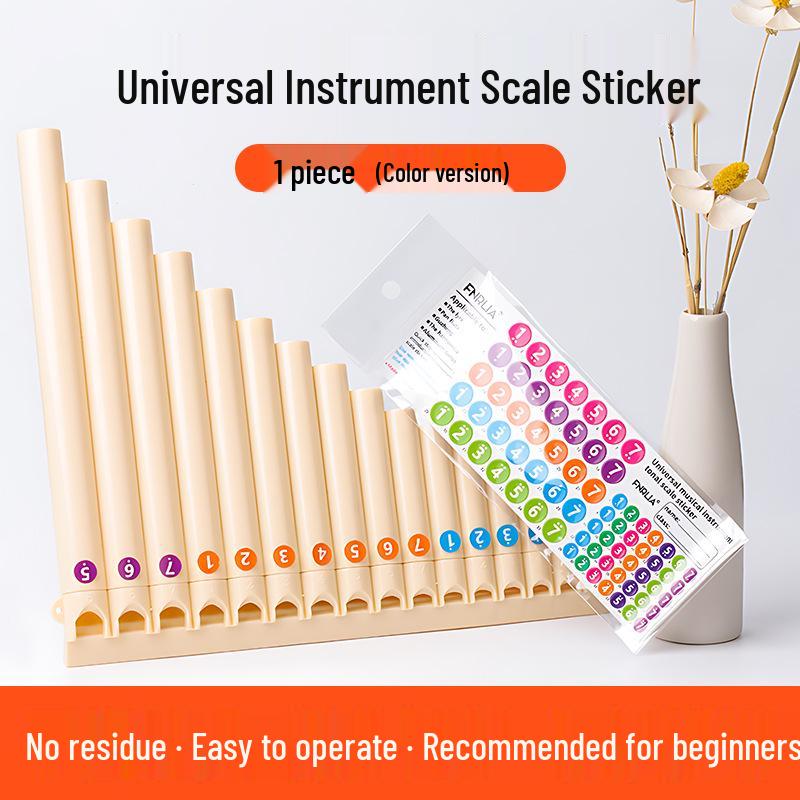 18/16 Tube Pan Flute Scale and Note Stickers - C Key Universal Recorder Finger Position Labels