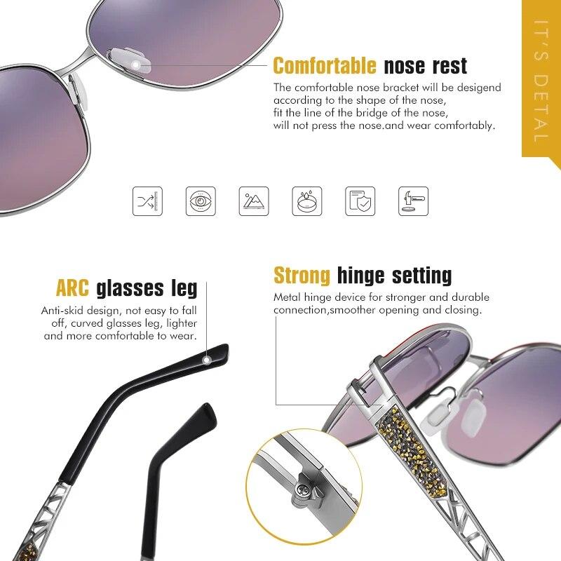 LIOUMO Elegant Polarized Sunglasses Women 2024 Brand Designer Fashion Glasses Women Diamond Eyewear Gradient Shades zonnebril