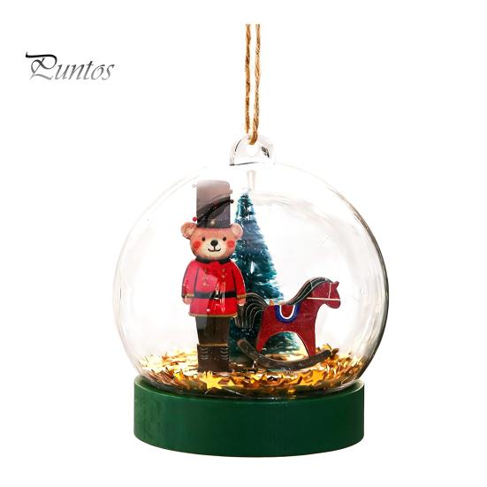 Fairy Tale Style Holiday Ornaments Crystal Ball Bear/Nutcracker Christmas Tree Hanging Ornament, Transparent Spherical Decor Supplies Pendant