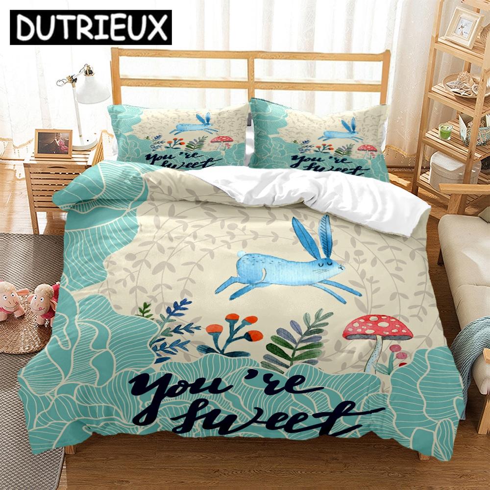 Comforter Bedding Set With Rabbit Design - King Size For Teens Double & Children'S Beds - S & Comforter Included