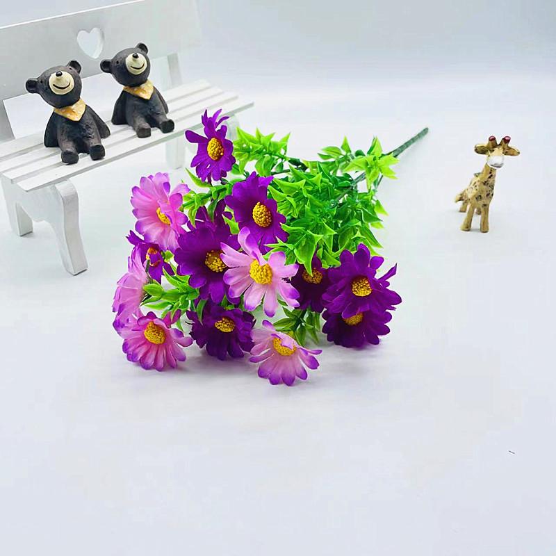 Chrysanthemum Silk Watergrass Spring Bouquet With 15 Blooms For Interior Decor