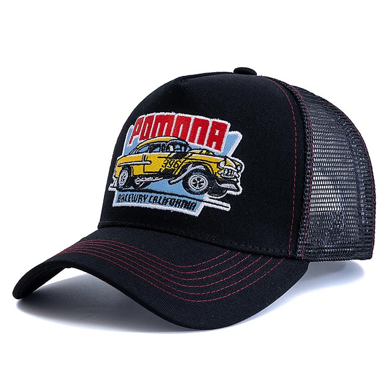 New Style Unisex Summer Fishing Cap Breathable Mesh Trucker Hat Men Women Big Truck Embroidered Pattern Snapback Outdoor Hat