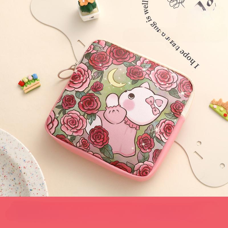 Large Capacity Sanitary Pads Bag Portable Mini Data Cables Organizer Multipurpose Women Girls Cosmetic Makeup Bag Coin Purse