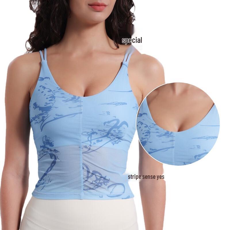 

Спортивный топ-сетка Laisuhu в китайском стиле с принтом для йоги S