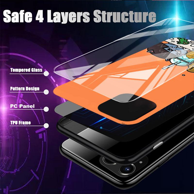 Kakao Friends Cute Glass Case For Apple iPhone 14 13 Pro 11 12 7 8 Plus SE 2022 XR X XS Max 6 6S Tempered Phone Cover Cartoon