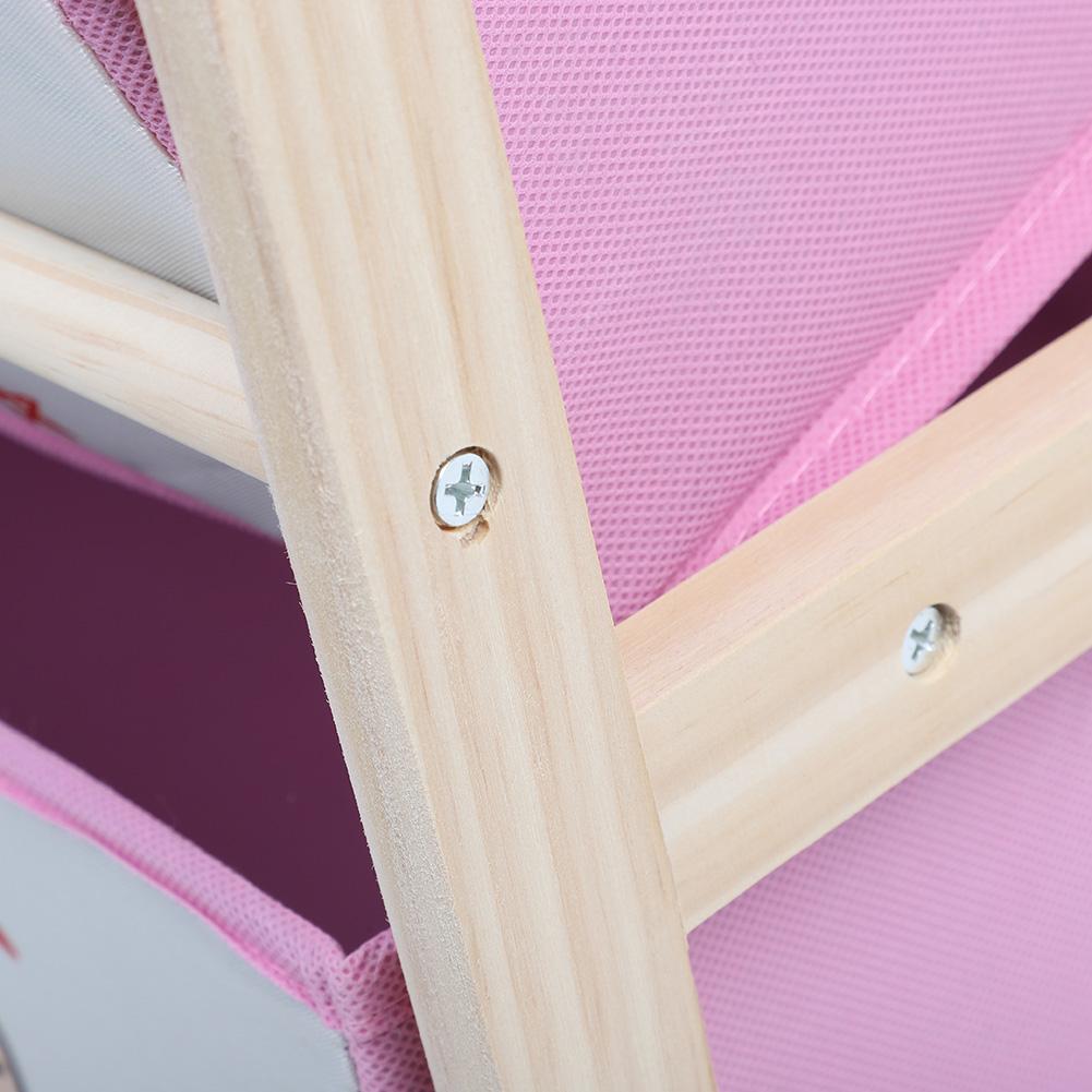Lovely Pink Cartoon Children Kids Storage Box Wooden Toy Storage Shelf