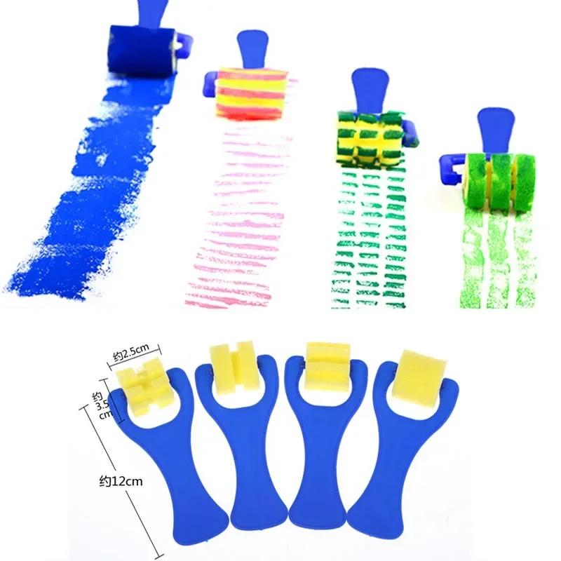 Children DIY Graffiti Sponge Brush Set Drawing Toys Broom Shaped Seal Sponge Brush Art Brush Enlightenment Puzzle Gift Kids Toys