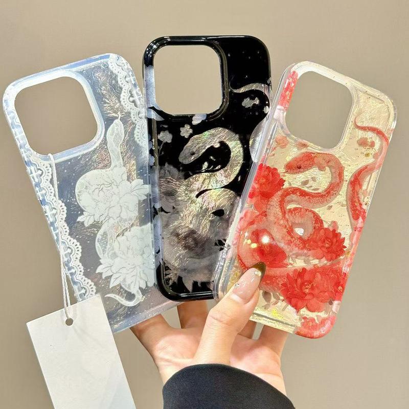 Luxus Neujahr Wirbelmuster Glitzer Schlange Handyhülle Für iPhone 17 16 15 Pro Max 14 13 12 11 Pro XS X 7 8 Plus Silikonhülle