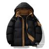 Men's Sports and Leisure Trendy Brand Hooded Cotton-padded Clothes, Winter Velvet Thickened Warm Down Cotton Bread Clothes