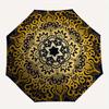 Golden Mandala Circular Ornament Vector Illustration Umbrella, Portable 3 Fold Compact Umbrella for Men & Women,S273