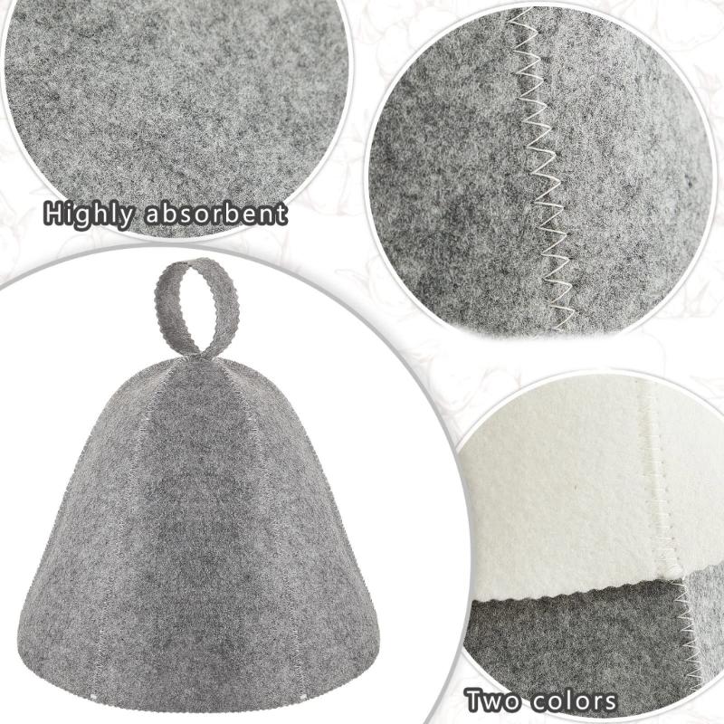 2Pieces Sauna Hat Set Comfortable Sauna Caps Travel Sauna Hat High Absorbency Felt Texture Perfect for Spa and Sauna Use