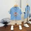 Completo Estivo da Ragazzo a Maniche Corte Stile Cinese per Bambini Hanbok Bello Completo Tang Cotone Lino Sezione Sottile di Abbigliamento Antico