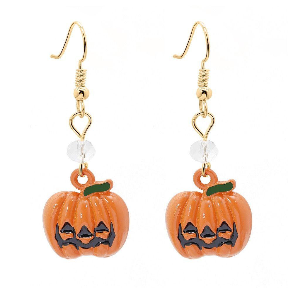 Dripping Oil Pumpkin Pendants Earrings Orange Pumpkin Head Pendant  Festival Party Gifts