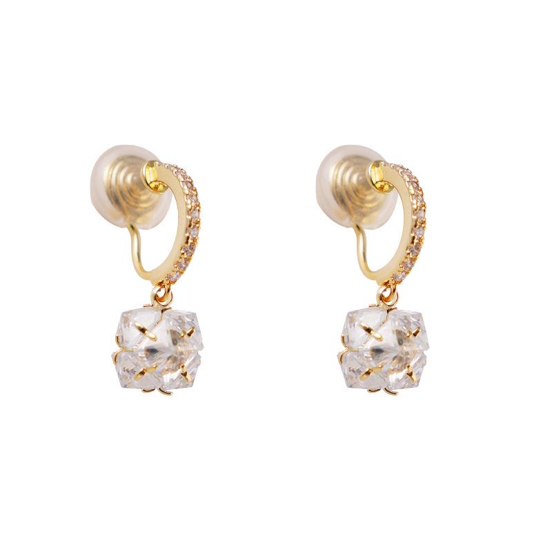 Elegant Sparkling Zircon Drop Earrings - Clip-On, No Piercing Needed