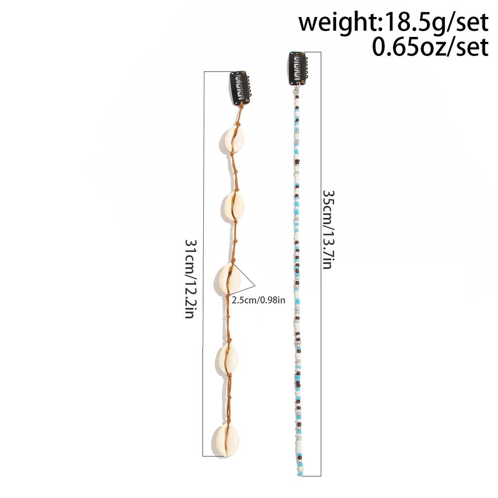 Beach Conch Starfish Scallop Tassel Hair Accessory for Women DIY Summer Beach Long Pendant Braided Wax Thread Hair Decoration Jewelry Charm Hair Clip