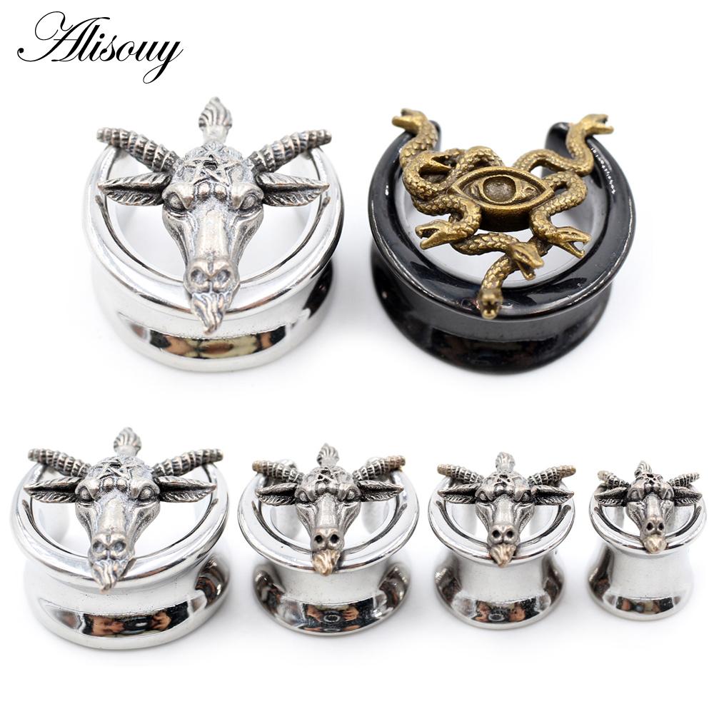 

Alisouy, 1 шт., нержавеющая сталь, овечьи змеиные глаза, полукруглые седла, заглушки для туннелей для ушей, расширители, носилки, датчики, пирсинг, украшения для тела