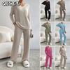 Completi Pantalone Casual Moda Donna Manica Lunga Scollo a V
