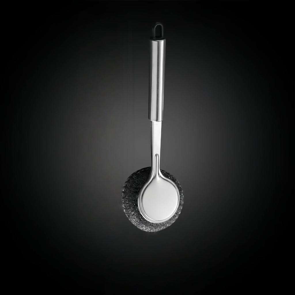 Stainless Steel Pot Scrubber with Long Handle - All-Purpose Kitchen Cleaning Brush