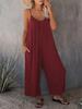 European & American Women's Solid Color Pocket Suspender Jumpsuit