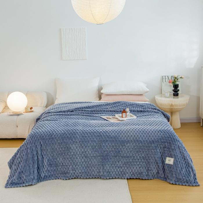 Solid Color Thickened Plush Blanket for Beds Household Coral Fleece Air Conditioning Sofa Cover Bedspread Sofa Throw Blanke