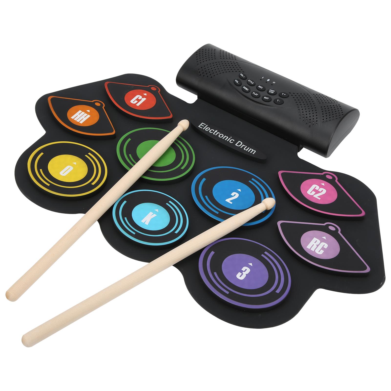 

Складная электронная ударная установка из силикагеля ABS с 2 цветными динамиками для начинающих EU Plug 100240В