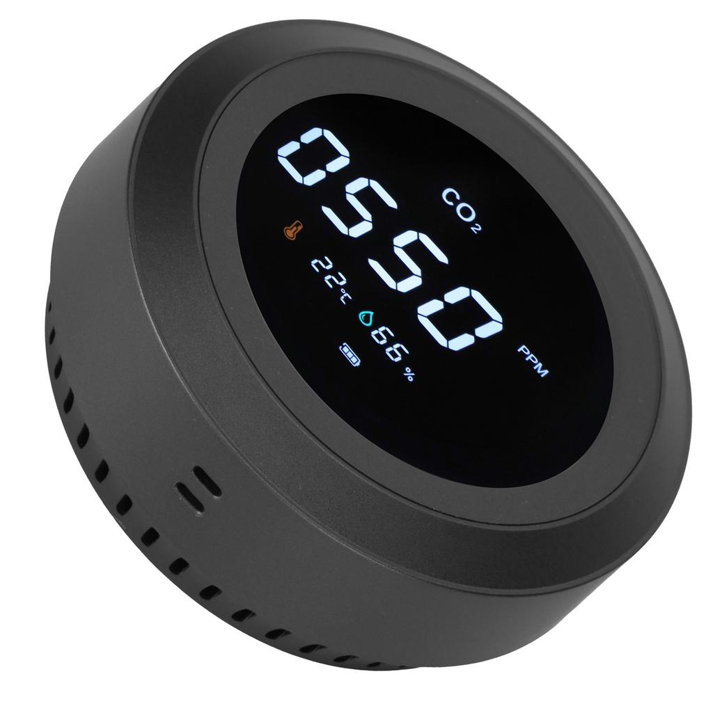Multi Functional Air Quality Detector Portable CO2 Temperature Humidity Monitor Black