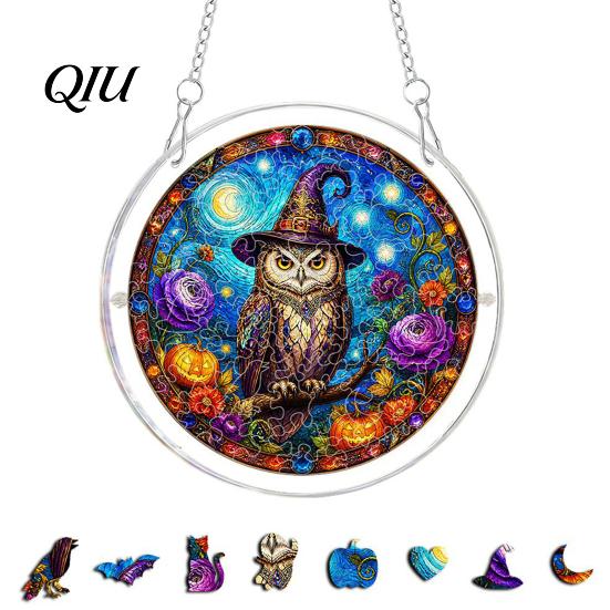 Halloween Party Decor Acrylic Puzzle Suncatcher, 7.87 Inch Sun Catcher Window Suncatcher Hanging Ornament, Ideal for Gifting and Home