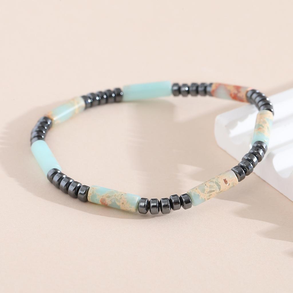 Unisex Hematite Bracelet Irregular Emperor Stone Beaded Jewelry Handmade Elastic Minimalist Energy Gift for Men Women