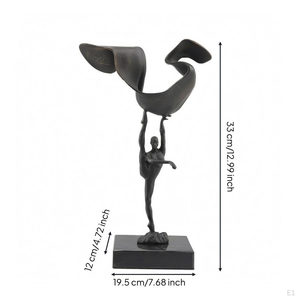 Scultura Figura Danzante Ballerina Minimalista Figurine in Ghisa a Forma di Nastro