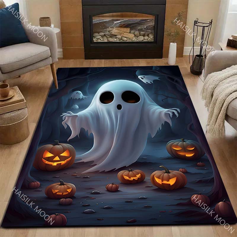Multi Size Cute Ghost Halloween Theme Carpet for Living Room Bedroom Bedside Floor Mat Cloakroom Sofa Area Rugs for Gifts