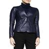 Noora Women's Navy Blue Lambskin Leather Blazer, Casual Formal Blazer, Slim Fit Office Wear Blazer.