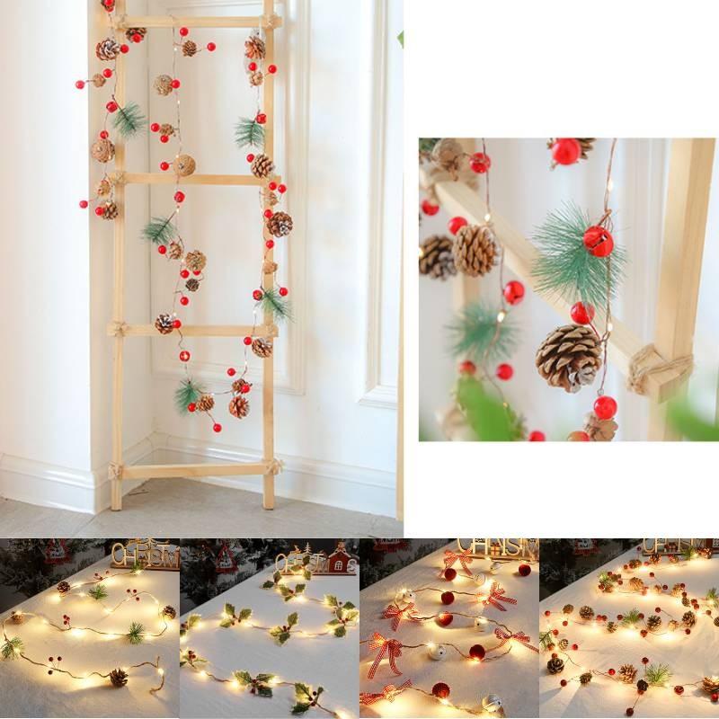 2m Christmas Pine Cone Led String Light Battery Xmas Tree Garland Decors Lamp